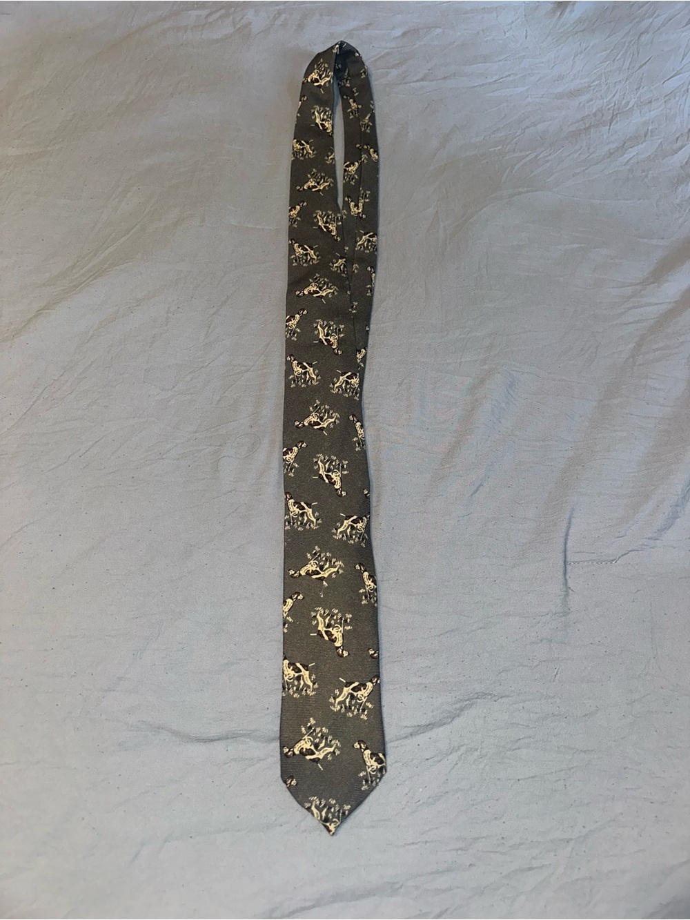 Polo by Ralph Lauren Gray Tie with Cream Dog Print